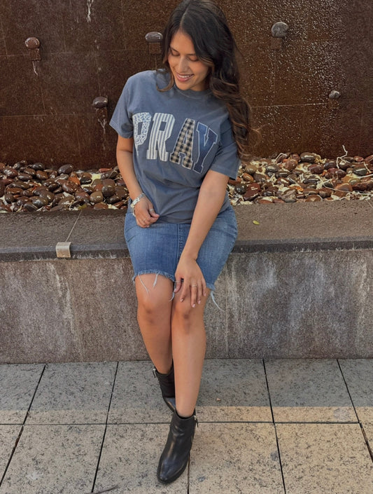 Pray Short Sleeve Tee (DENIM)