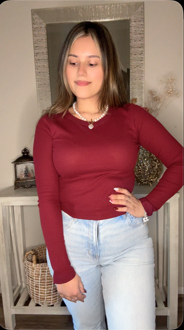 Burgundy Knit Top