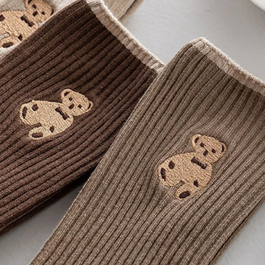 Bear Embroidery Cotton Socks