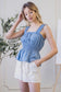 Sky Blue Button Ruffle Top