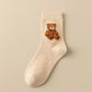 Brown Bear Pattern Crew Socks (BEIGE)