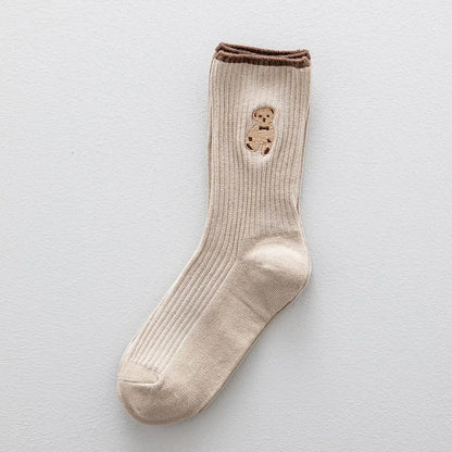 Bear Embroidery Cotton Socks