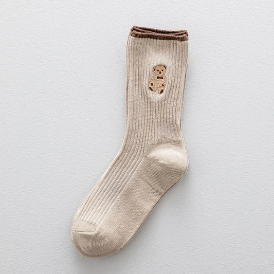 Bear Embroidery Cotton Socks