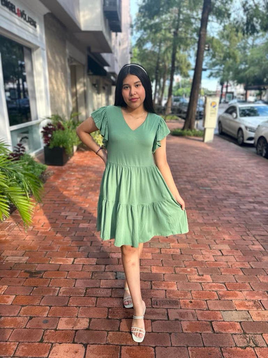 Lovely Short Sleeve Dress (Sage)