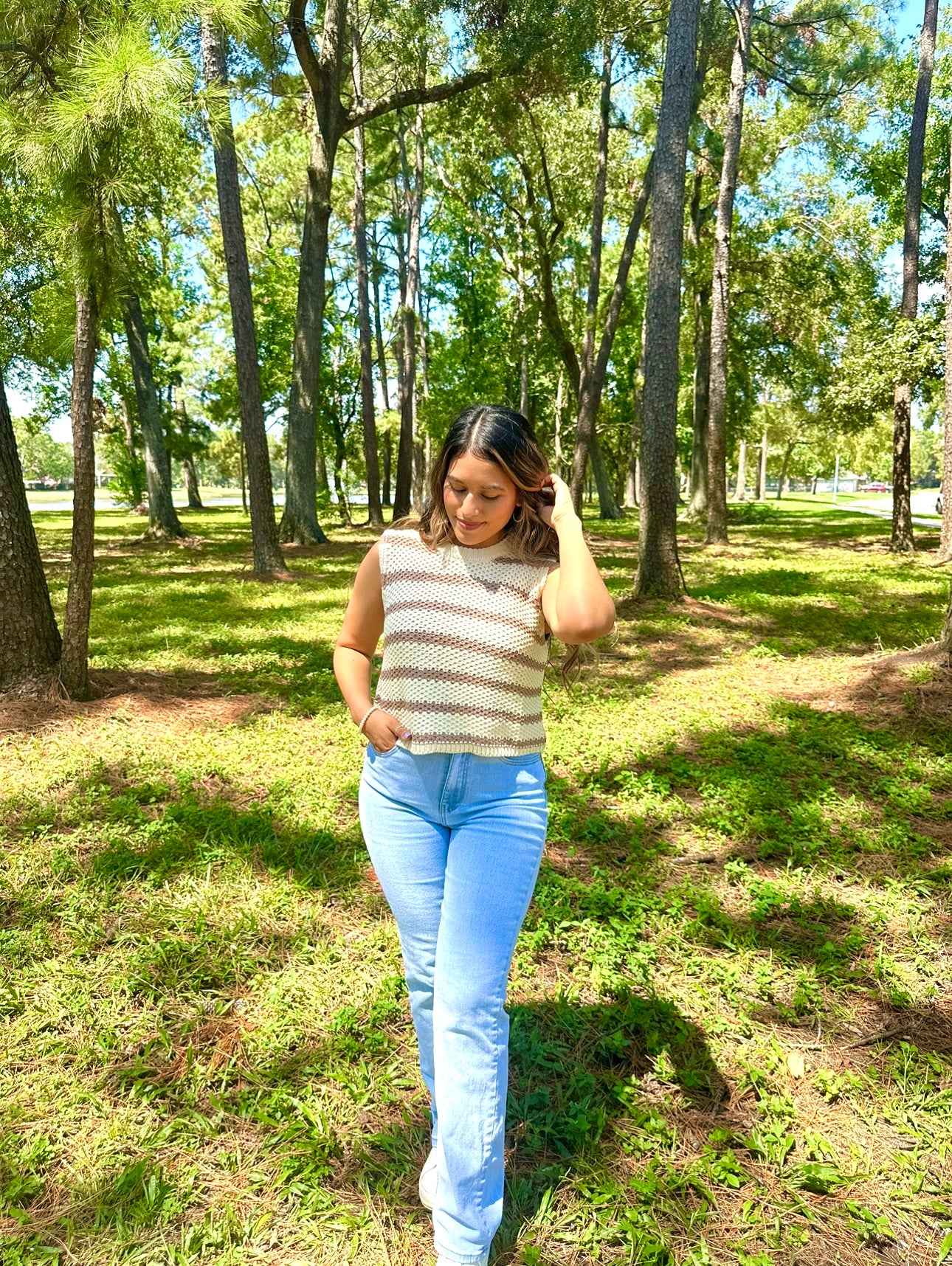 Striped Sleeveless Sweater Top